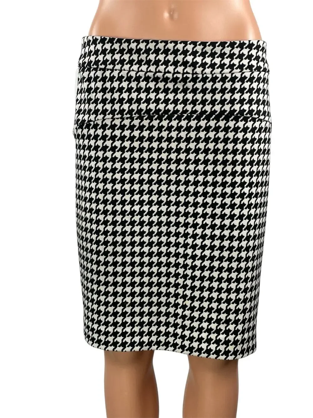 Michael Kors Women's Black Houndstooth High Waist Pencil Mini Skirt Size 6